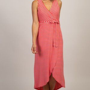 New! Coral/white stripe wrap dress